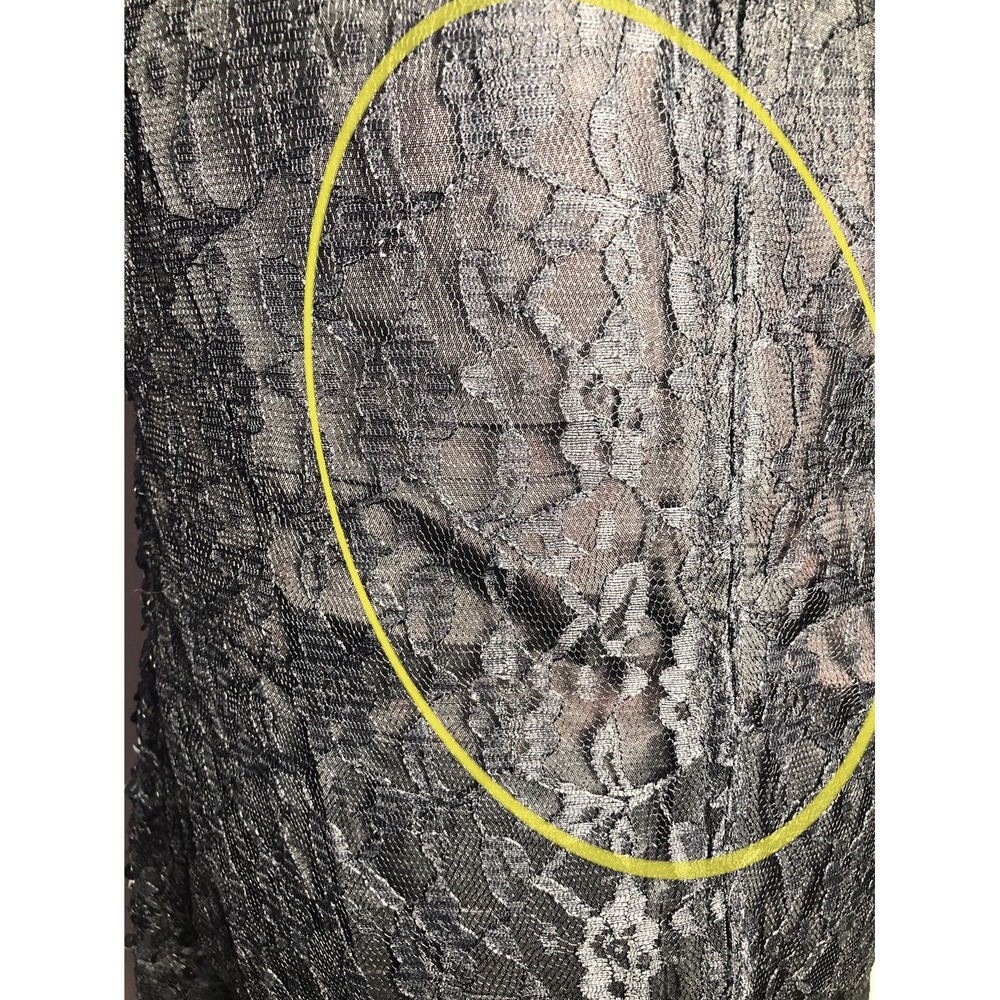 Vtg 90s Goth Lace Sequin Dress Black Whimsygoth Witchy 39-33-39 DAMAGED/STAIND L - Picture 15 of 15
